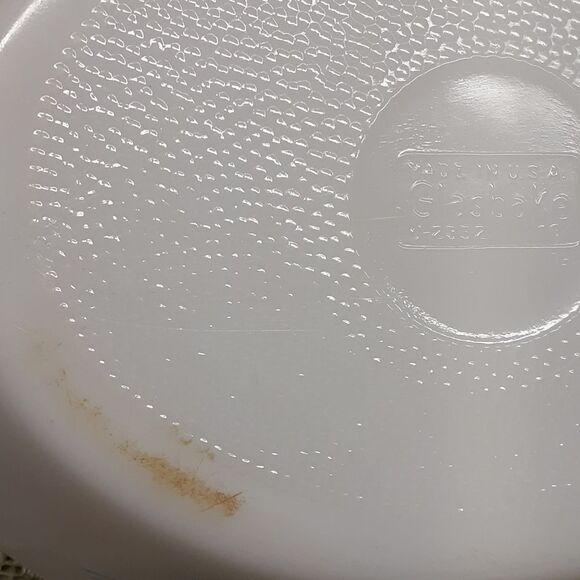 Vintage Glasbake White Milk Glass Blue Thistle Oval Divided Casserole Dish J2352 - Picture 4 of 5